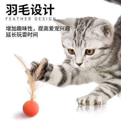 猫咪弹力球羽毛逗猫棒猫咪玩具自嗨解闷神器消耗体力互动宠物用品