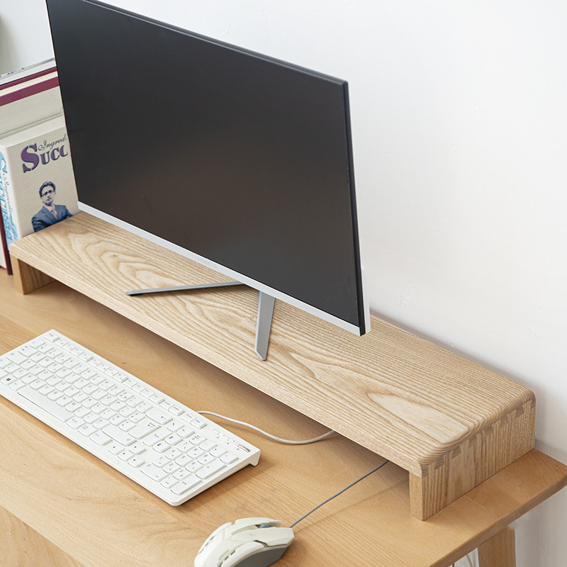 实木一体显示器增高架电脑桌面收纳垫高底座置物架支架电视垫高架