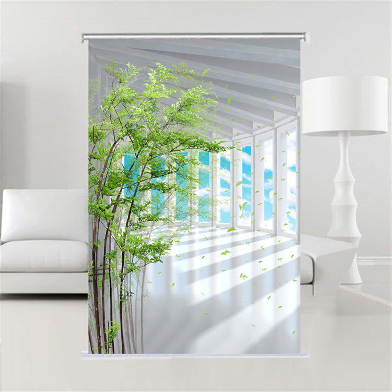 定制卷帘遮光竹子自然风景山水画海景卧室浴室书房厨房窗帘卷拉式