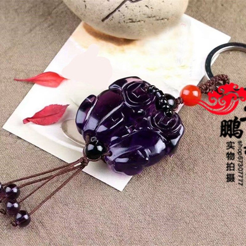 2025年紫水晶貔貅创意包挂件高档汽车招财旺财钥匙扣挂件