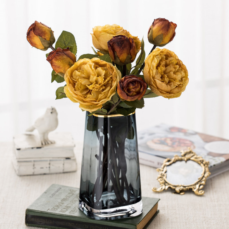 欧式仿真花焦边玫瑰宫廷枯萎玫瑰仿真花束桌面假花绢花样板间装饰,家居饰品,仿真花/假花,淘宝优惠券,粉丝福利购,淘宝优惠卷