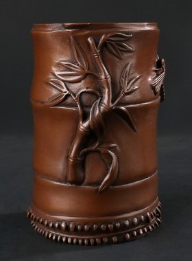 大仕缘 紫铜工艺品笔筒书房摆件商务办公送老师礼品文房蝉竹笔筒