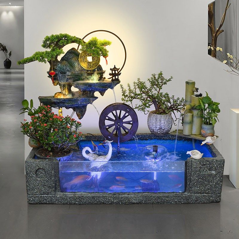 假山流水喷泉鱼池循环水客厅阳台鱼缸庭院鱼池公司酒店招水景摆件,家居饰品,流水摆件,淘宝优惠券,粉丝福利购,淘宝优惠卷