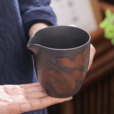 复古中式建水紫陶公道杯春手工功夫坭兴陶瓷大分茶器紫砂茶海茶具