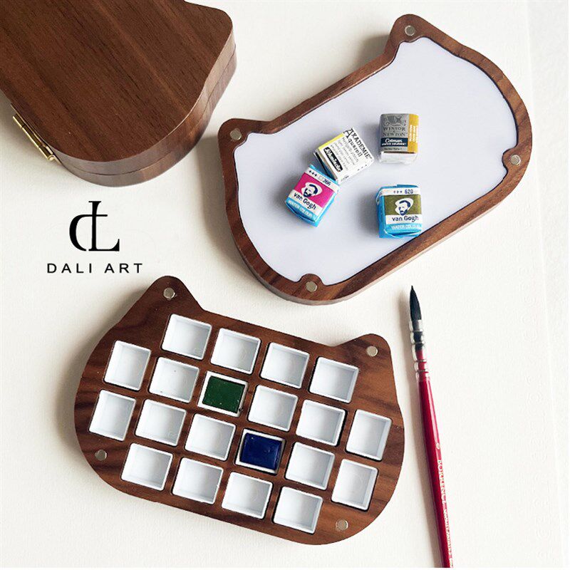 木质可携式保湿水彩颜料盒24色2毫升 固体分装盒 黑胡桃 加厚不变,文具电教/文化用品/商务用品,调色盒,淘宝优惠券,粉丝福利购,淘宝优惠卷