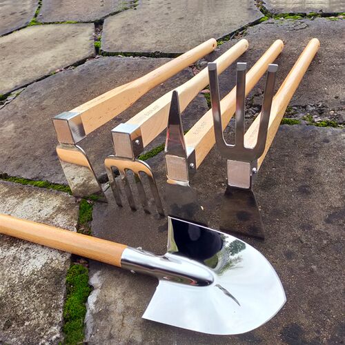 两用锄小洋镐不锈钢松土耙子家用农用种菜园种花园工具实木柄新