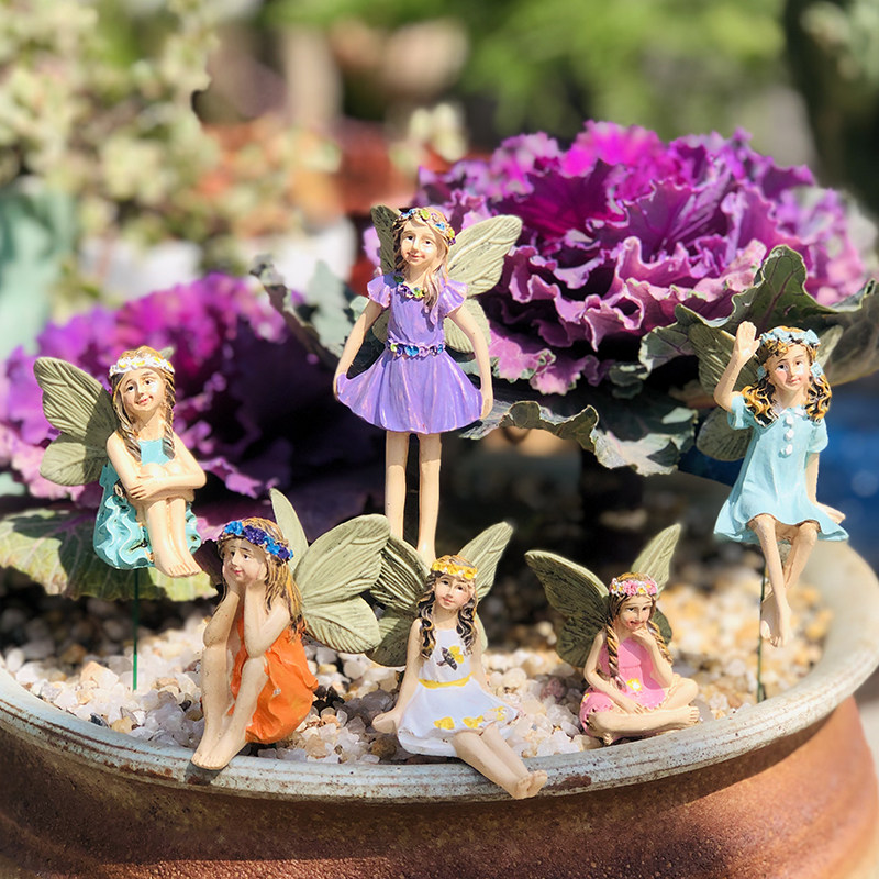 多肉花盆装饰造景微景观diy材料花仙子人物少女花插摆件欧式复古