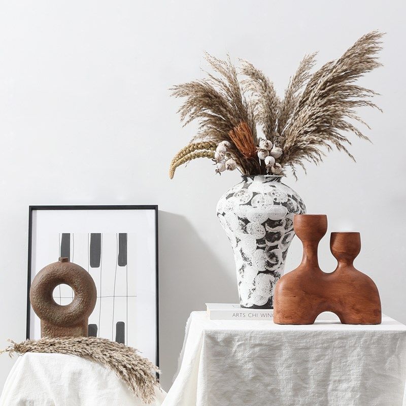 现代侘寂风手工陶瓷花器组合插花艺术陶瓷花瓶酒店民宿桌面装饰,家居饰品,花瓶,淘宝优惠券,粉丝福利购,淘宝优惠卷