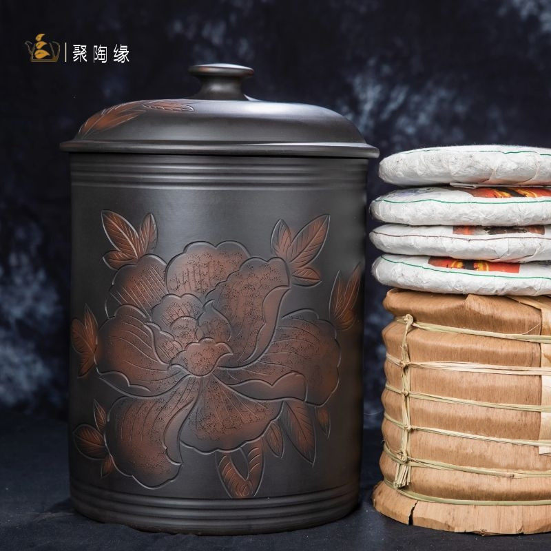 建水紫陶茶叶罐陶瓷存茶叶储存罐密封家用中大码家用防潮精品高档