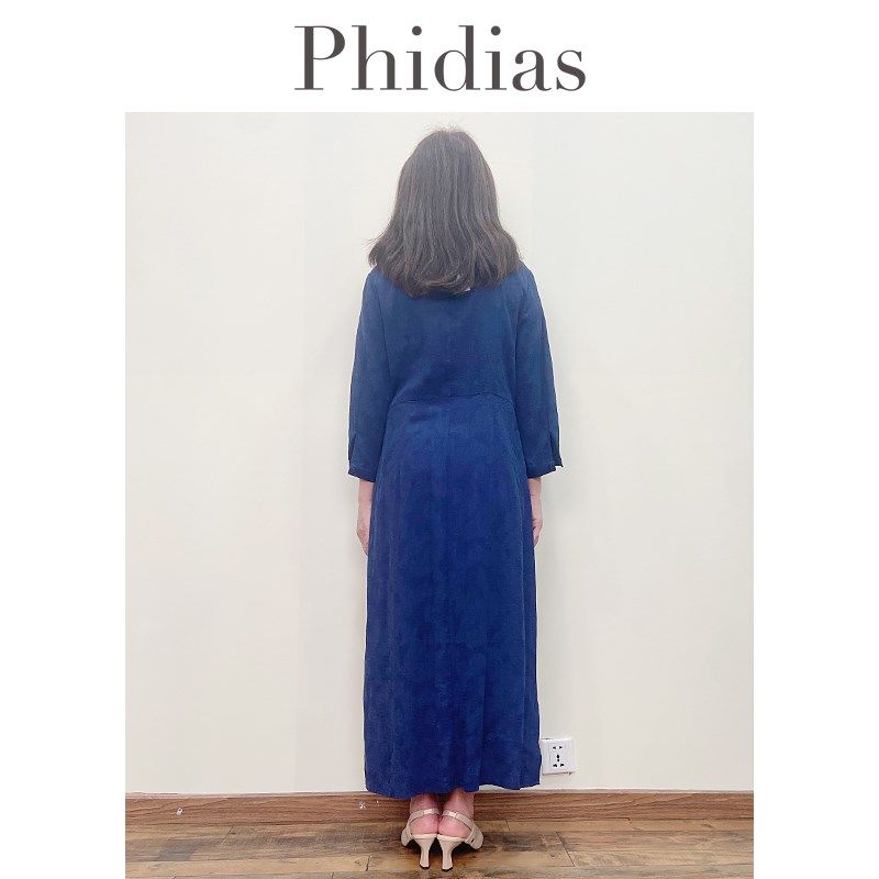 Phidias连衣裙女夏季2024年新款高级感收腰显瘦复古过膝中长裙子,女装/女士精品,连衣裙,淘宝优惠券,粉丝福利购,淘宝优惠卷