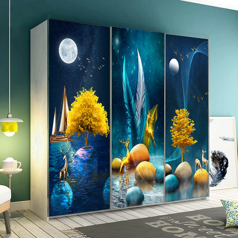 新石来运转门贴画自粘整张装饰北欧卧室房木门衣柜玻璃移门贴纸,家居饰品,软装墙贴,淘宝优惠券,粉丝福利购,淘宝优惠卷