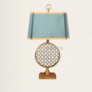 中式花格镂空新古典书房卧室床头装饰台灯客房别墅样板间工程灯具