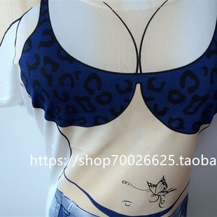 比基尼泳衣罩衫下衣失踪t恤中长款创意恶搞情侣短袖肌肉男女睡衣