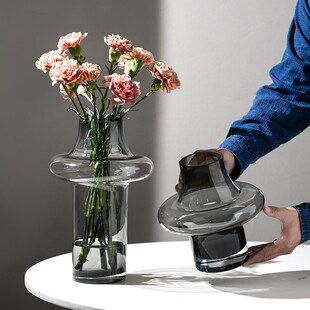 轻奢高级感花瓶摆件客厅插花玻璃创意水养鲜花玫瑰水培桌面装饰品