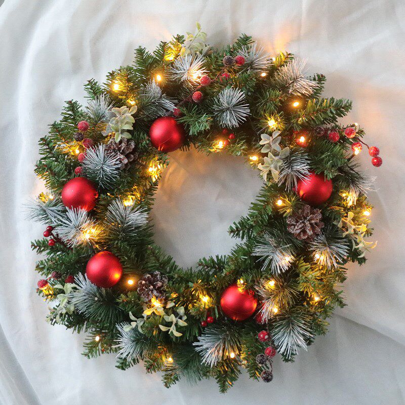 圣诞花环装饰品20cm30cm40cm50cm圣诞节橱窗玻璃挂件60cm大号花藤