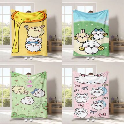 Chiikawa毛毯可爱吉伊卡哇法兰绒日系披肩办公室沙发盖毯空调薄被