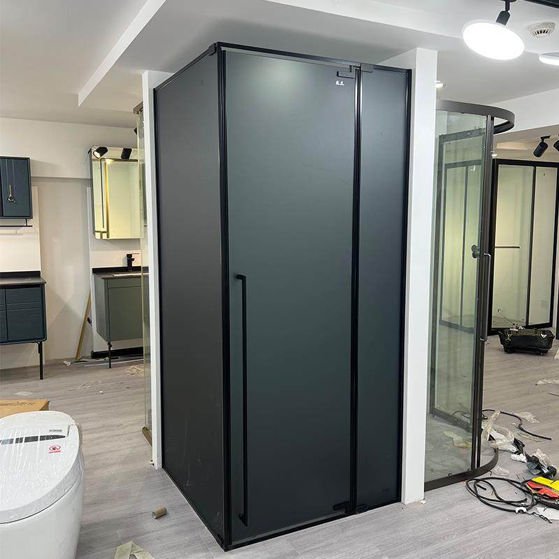 L形淋浴房卫生间干湿分离隔断灰油砂玻璃浴室一字内外双平开式门,全屋定制,定制淋浴房,淘宝优惠券,粉丝福利购,淘宝优惠卷