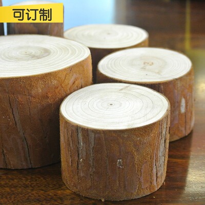 实木原木桩杉木带皮树墩木椴壁炉装饰摆件花园栅栏围栏