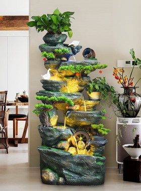 假山流水生财喷泉摆件客厅办公室水晶球加湿器高山循环水高端送礼