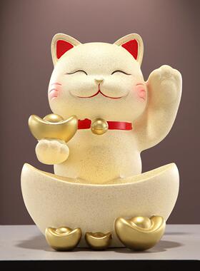 招财猫收纳摆件鞋柜入户玄关放钥匙客厅装饰品前台糖果盘乔迁礼物
