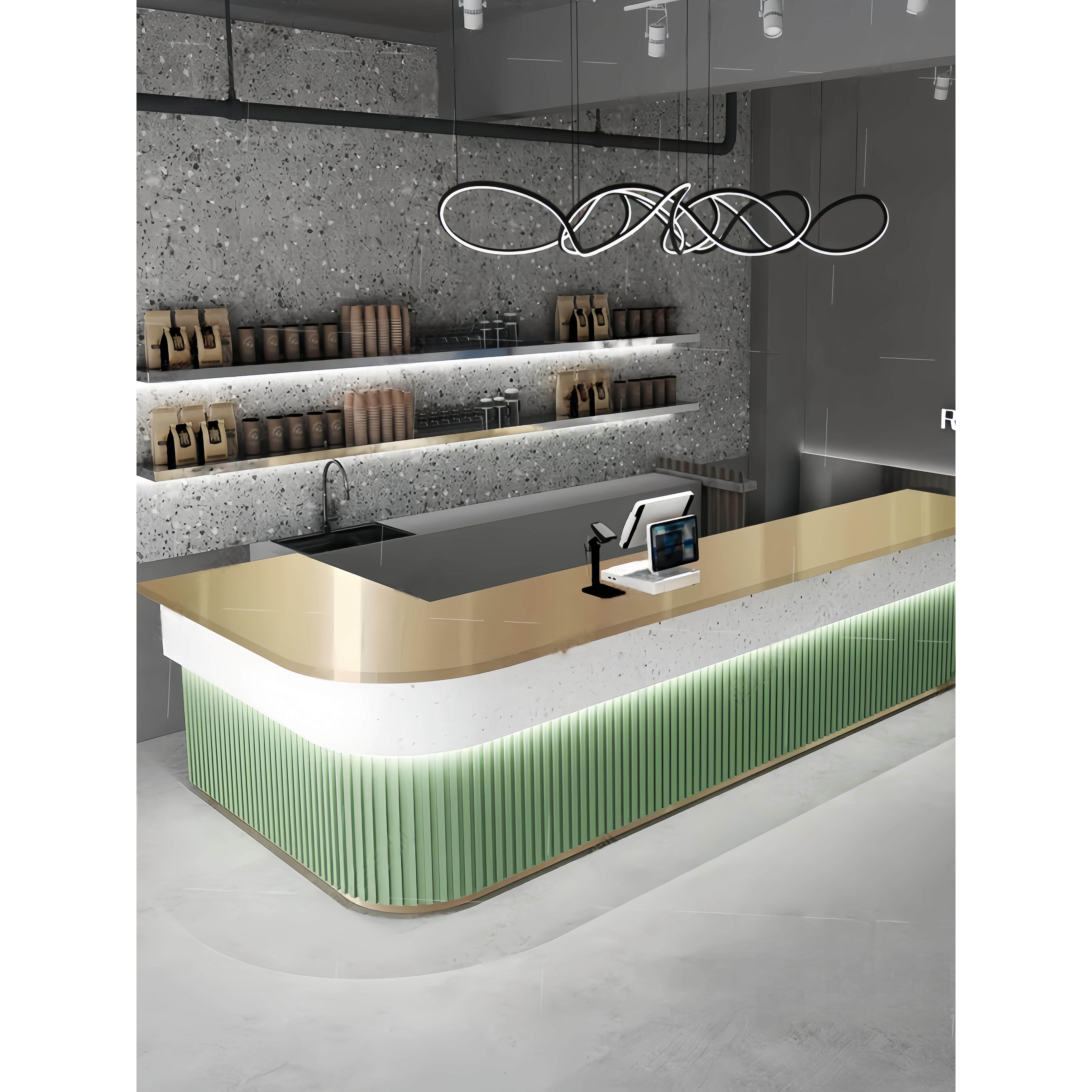 定制转角奶茶店咖啡店吧台收银台商用蛋糕店前台接待台火锅甜品店