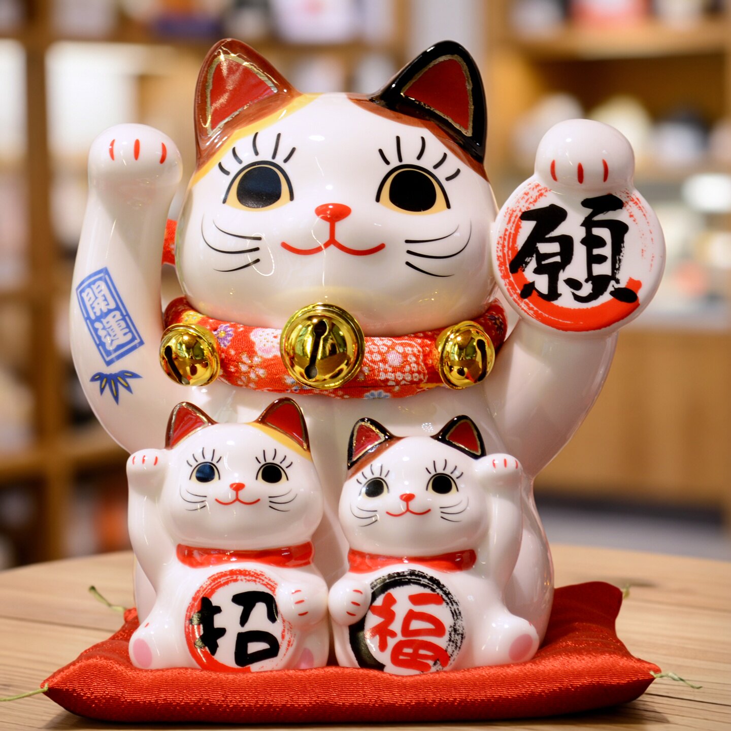 大号招财猫摆件陶瓷多福猫乔迁开业中式日式家居风水祝愿祈福礼物