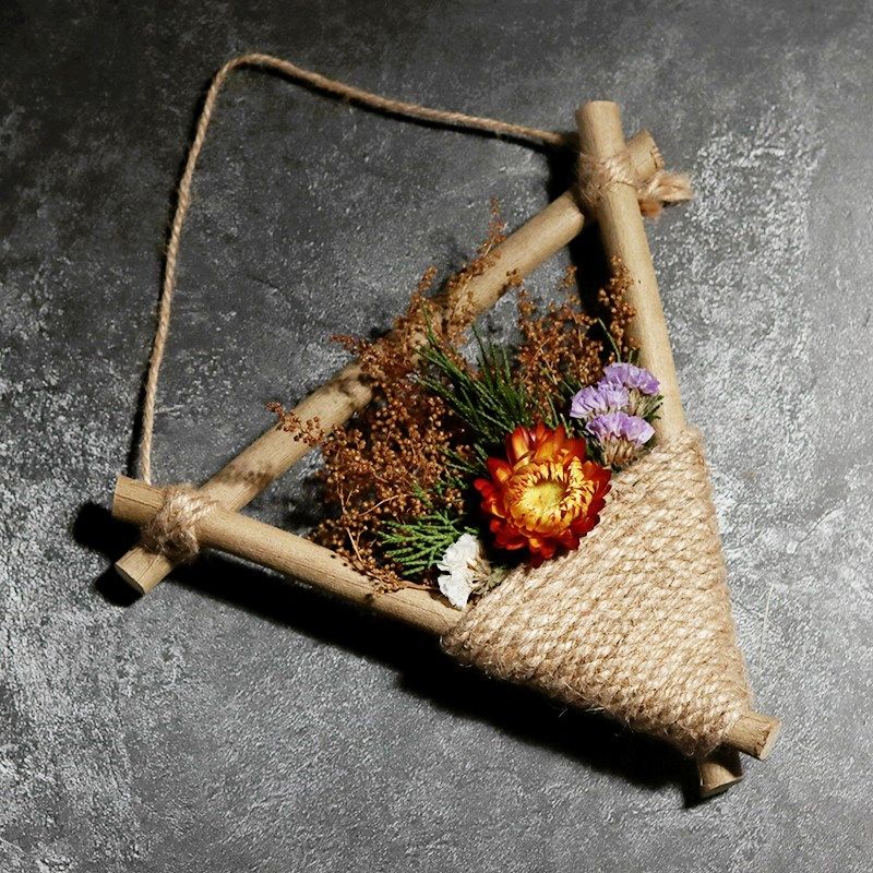 创意真花干花树枝挂饰幼儿园壁挂木夹相片地中海田园墙饰家居装饰