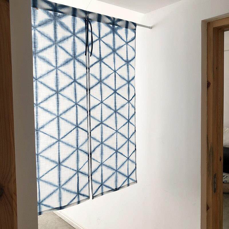 |▋本事|▋LZ23 手工植物蓝染棉麻中式 门帘 暖帘 半帘 85x120cm