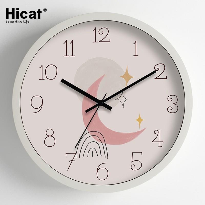 Hicat疯小猫 卡通儿童钟表挂钟客厅家用现代个性时尚装饰静音挂表