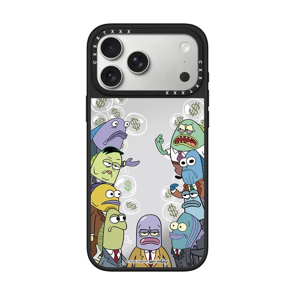 比奇堡打工人暴富鱼群适用苹果iPhone18/17/16/15/14Pro/Max个性小众可爱卡通镜面手机壳明星同款潮壳magsafe