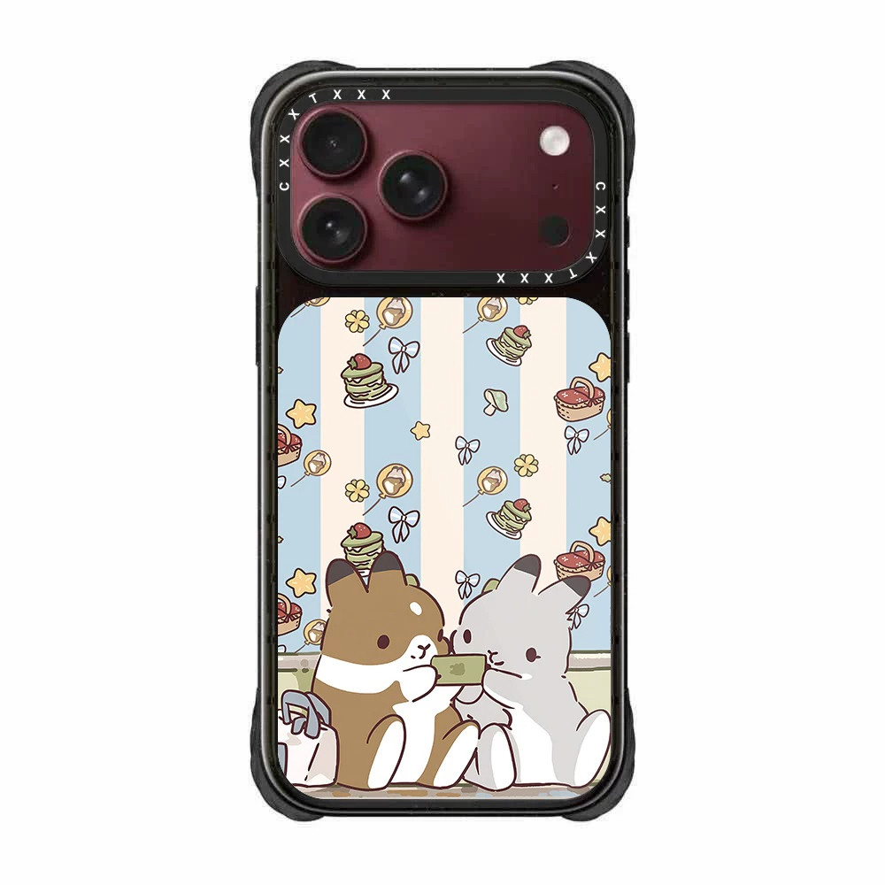 蓝白竖条纹小兔子勃艮第酒红色适用苹果iPhone18/17/Pro/Max个性小众可爱卡通镜面手机壳明星同款潮壳magsafe
