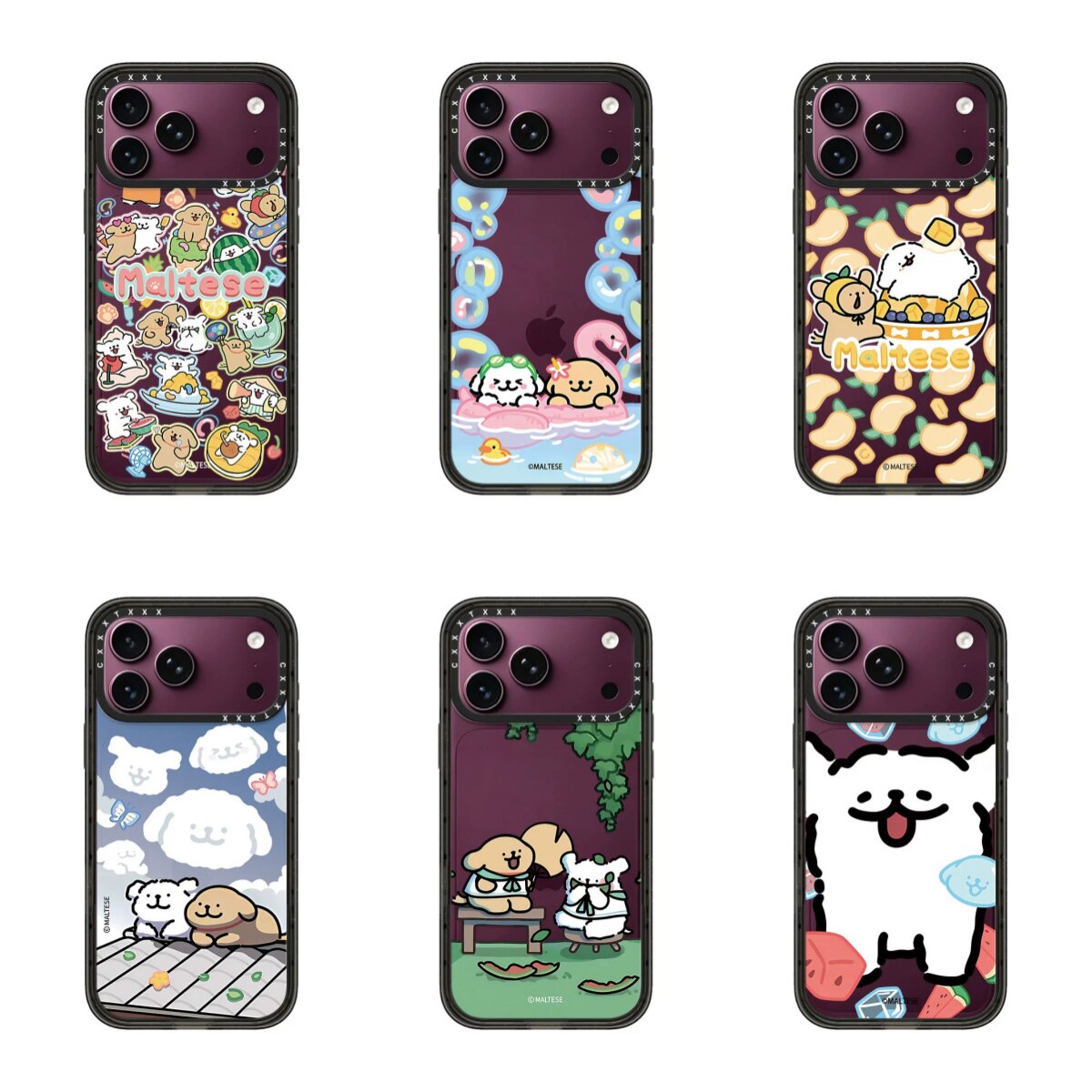 马尔济斯贴纸派对勃艮第酒红色适用iPhone18/17promax苹果16/15pro可爱创意卡通手机壳14磁吸潮壳女防摔硬壳