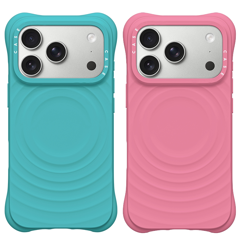 新款薄荷蓝波漾手机壳适用于iPhone17ProMax苹果16ProMax磁吸15pro小众高级14plus绽光粉磁吸波漾壳保护套