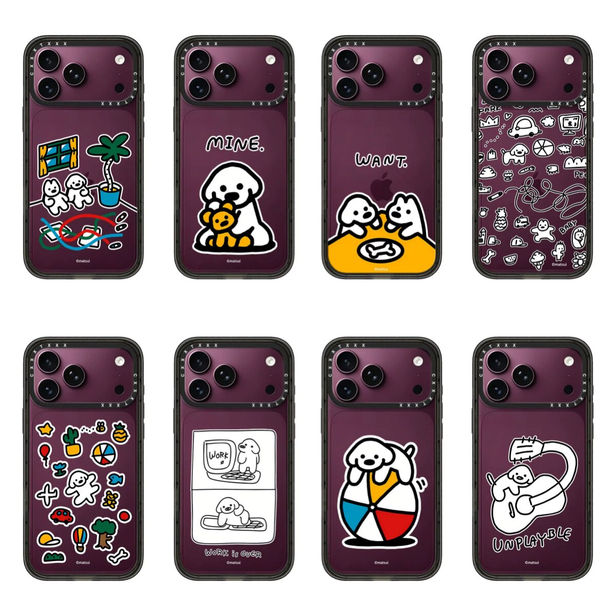 窗边贴贴小狗日常勃艮第酒红色适用于iPhone18/17promax创意手机壳可爱16/15/14/13/12pro潮酷磁吸防摔硬壳女