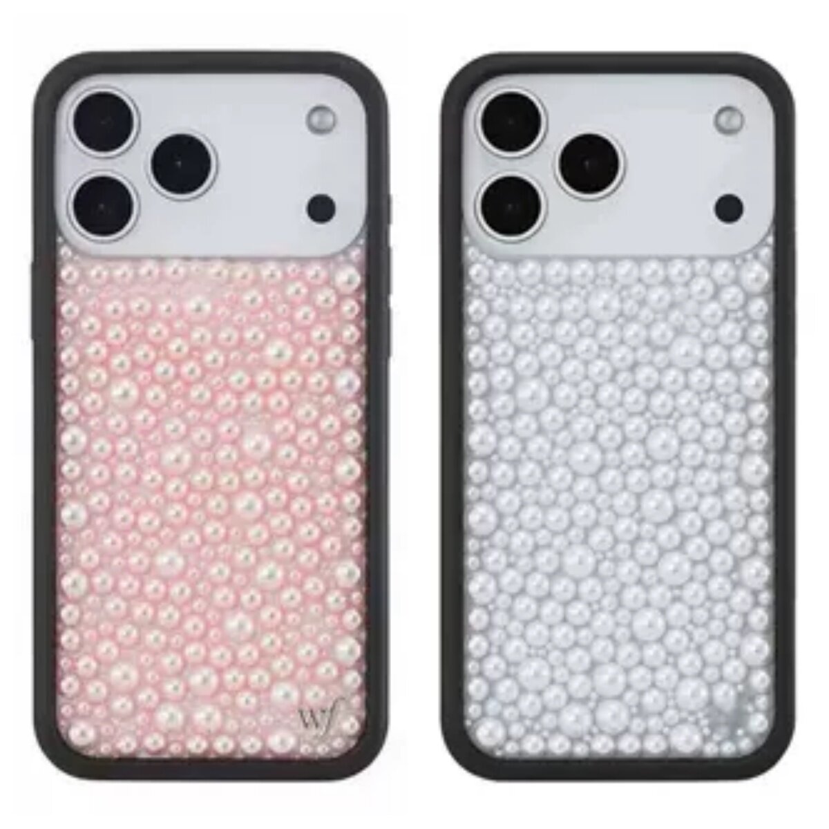WF满铺粉色立体珍珠适用于iPhone18/17/16/15/14/13promax/plus/air明星同款小众镜面手机壳磁吸防摔硬壳女生