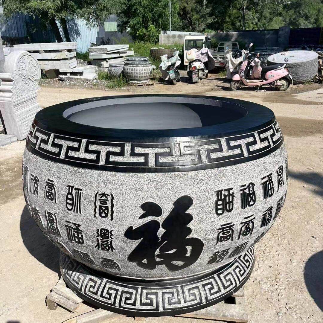 石雕鱼缸花盆青石荷花石缸庭院石头水缸养鱼仿古摆件门海户外石槽