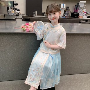 女童汉服夏季2024新款儿童夏装国风中式马面裙套装女孩夏款两件套