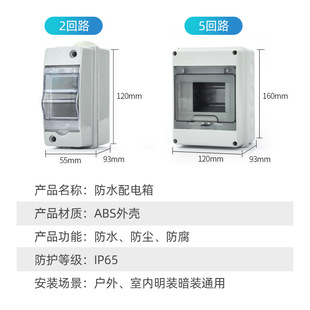 户外防水配电盒配电箱5回路室外防雨淋开关盒明装家用防尘开关盒