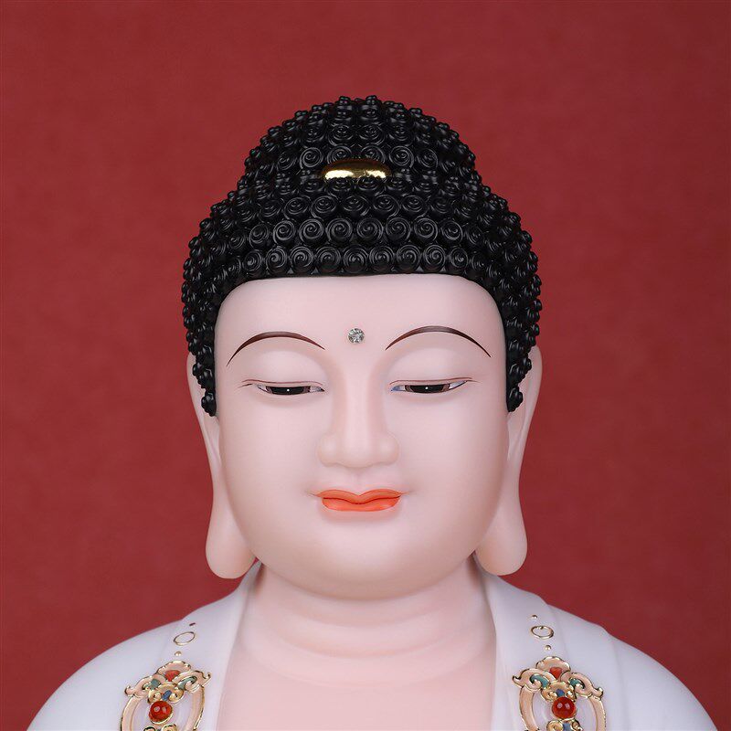 康盛汉白玉全堂五圣像释迦观音地藏王大势至弥勒佛像居家供奉摆件