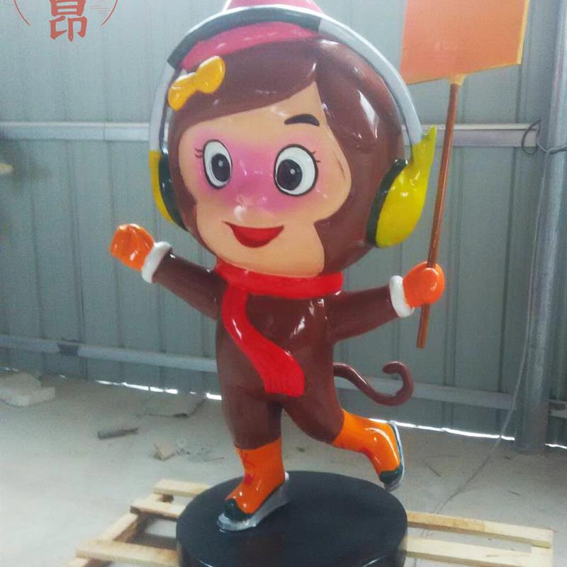 卡通猴子玻璃钢雕塑动漫猴王雕像IP商标logo形象立体公仔摆件定做