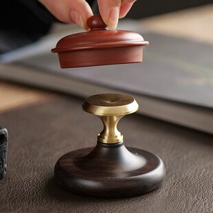 黑檀木盖置紫砂壶盖托盖碗印章复古茶杯盖垫放壶盖托功夫茶具配件