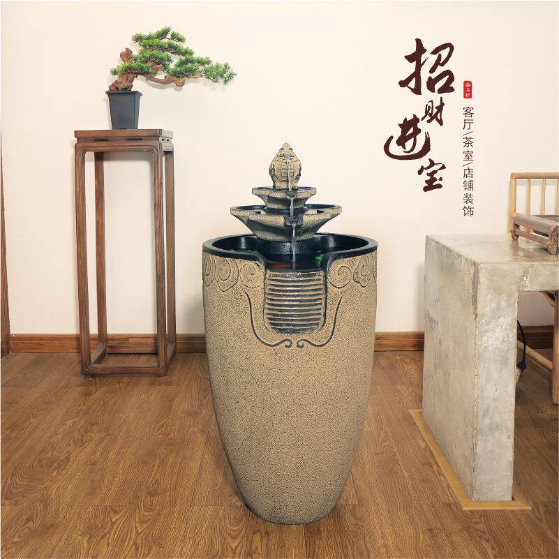 新中式流水摆件室内客厅电视柜旁循环水喷泉落地茶室开业送礼招财