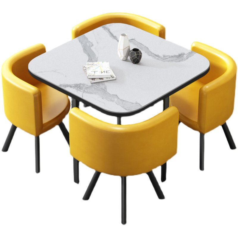 可收纳省空间岩板餐桌家用小户型饭桌商店洽谈桌椅组合接待方圆桌,住宅家具,岩板餐桌,淘宝优惠券,粉丝福利购,淘宝优惠卷