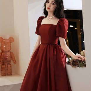 敬酒服新娘红色结婚礼服夏薄款 在逃公主订婚裙小个子孕妇可穿遮肚