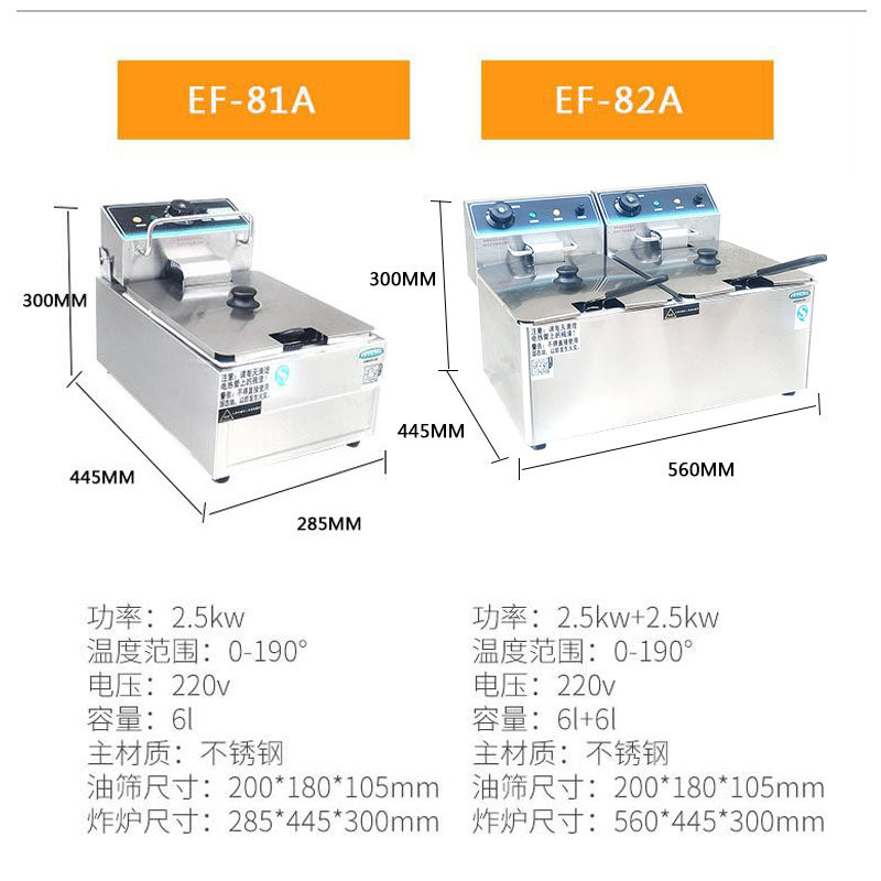FRYKING财智单缸电炸炉,油炸机/汉堡店专用电炸锅
