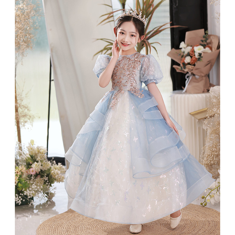 儿童礼服公主裙女童晚礼服花童婚纱高端小孩主持人演出服钢琴演奏