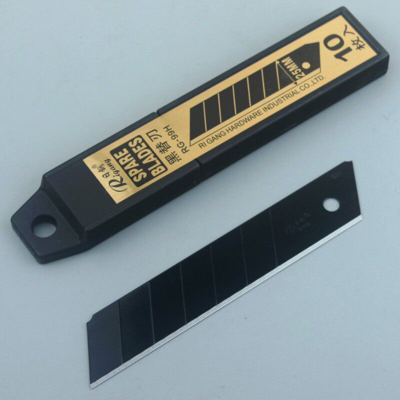 日钢特大美工刀片 25mm宽 10片全黑色0.7加厚 重型切割用锋利耐用