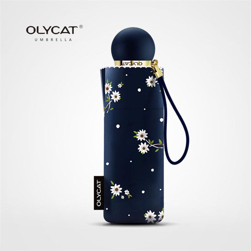 OLYCAT欧力猫田园碎花小清新防嗮遮阳五折手动晴雨两用黑胶雨伞