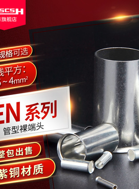 EN0508/1008/2508裸端子针形冷压接线端子管式插针裸铜管型铜鼻子