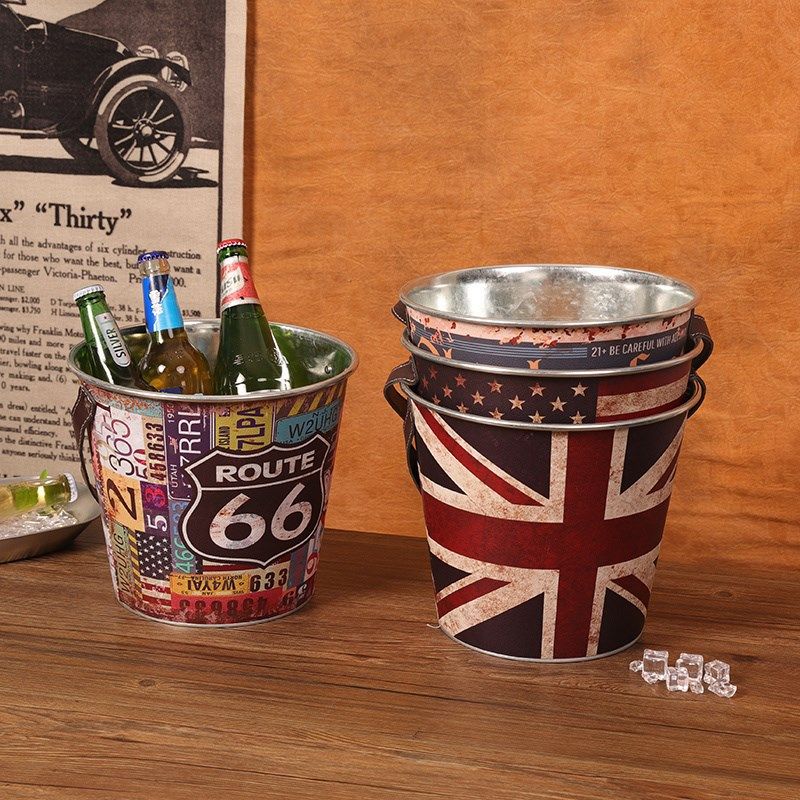 复古工业风手提大容量冰块冰桶铁桶酒吧露营啤酒储存桶铁艺存放桶,家庭/个人清洁工具,水桶,淘宝优惠券,粉丝福利购,淘宝优惠卷